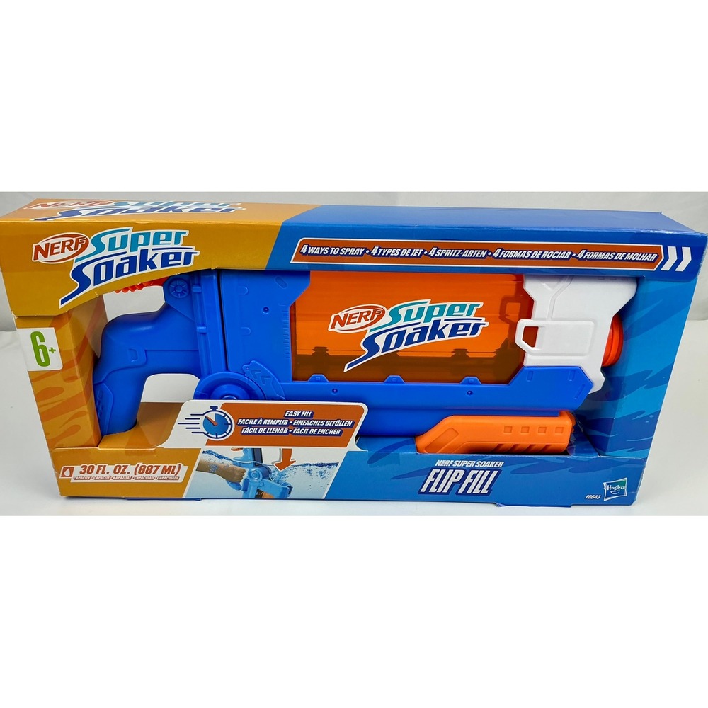 Nerf Super Soaker Flip Fill Water Blaster 30oz Capacity 4 Spray Styles F6643 NEW